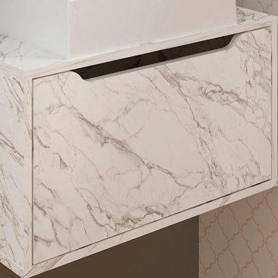 Conjunto 3 Peças Para Banheiro Bn3630x46x48 Marmore Branco Tecno Mobili Marmore Branco