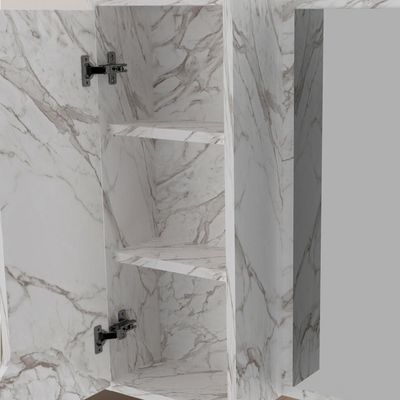 Conjunto 3 Peças Para Banheiro Bn3630x46x48 Marmore Branco Tecno Mobili Marmore Branco
