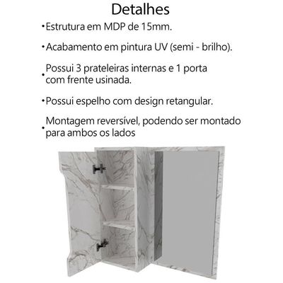 Conjunto 3 Peças Para Banheiro Bn3630x46x48 Marmore Branco Tecno Mobili Marmore Branco