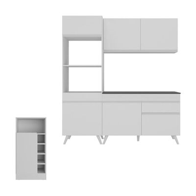 Cozinha Compacta Com Bancada Americana/mesa Veneza Multimóveis Mp2211 Branco Branco