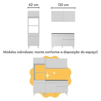 Cozinha Compacta Com Bancada Americana/mesa Veneza Multimóveis Mp2211 Branco Branco
