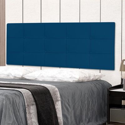Cabeceira Painel Casal 1,40m Roma Suede Azul Marinho Dal Poz Estofados