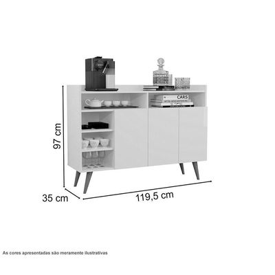 Buffet Celta 03 Portas E Prateleiras Black - Giga