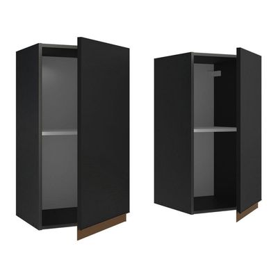 Armário Aéreo 70 Cm 2 Portas Preto Reims Madesa Preto