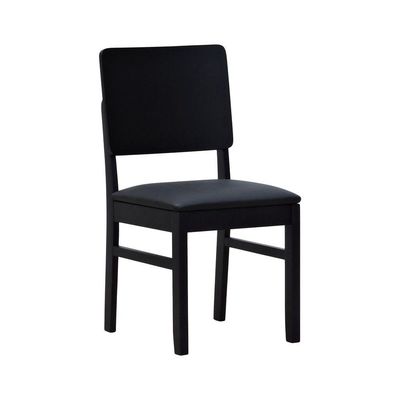 Kit 2 Cadeiras Quéops Madeira Maciça Encosto Anatômico Assento Estofado - Preto Corano Preto