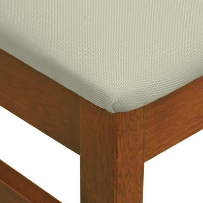 Kit 2 Cadeiras Madeira Maciça Lyon Encosto Telinha Natural - Amêndoa Assento Estofado Linho Bege