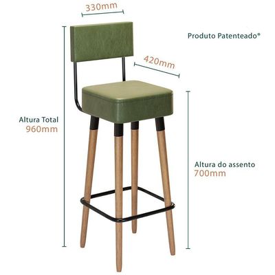 Kit 2 Banquetas Para Bancada Estofada Bariloche Verde