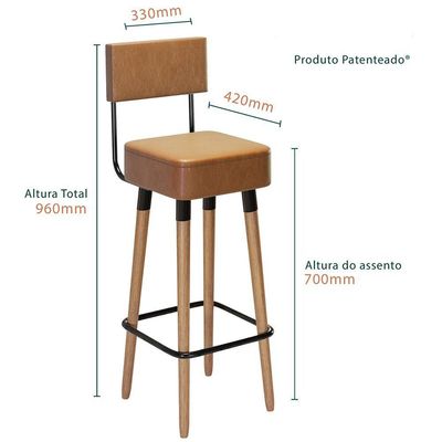 Kit 2 Banquetas Para Bancada Estofada Bariloche Amarula