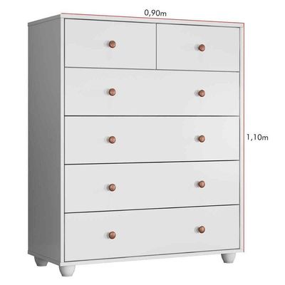Cômoda Vittória 6 Gavetas - Casa Chick Branco