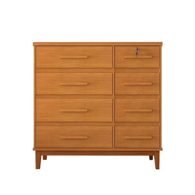 Cômoda Para Quarto 8 Gavetas Detroit Nature - Cor: Marrom