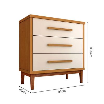Cômoda Para Quarto 3 Gavetas Charlotte Nature - Off White - Cor: Bege