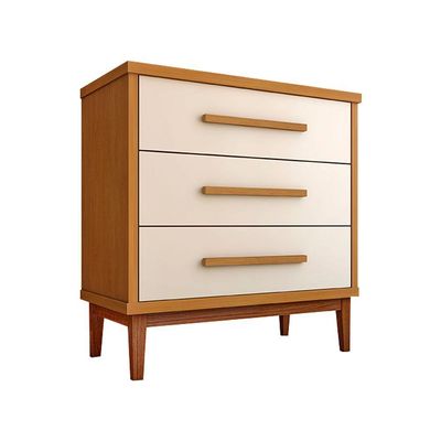 Cômoda Para Quarto 3 Gavetas Charlotte Nature - Off White - Cor: Bege
