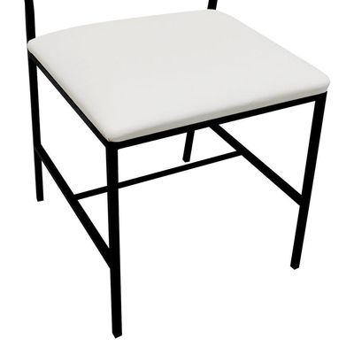 Cadeira Lyon Metal Encosto Anatômico Telinha Natural Assento Estofado - Preto-amêndoa Corano Bege