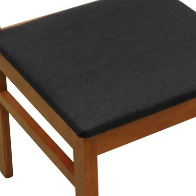 Cadeira Lyon Madeira Maciça Encosto Telinha Amêndoa - Amêndoa Assento Estofado Linho Preto Textura