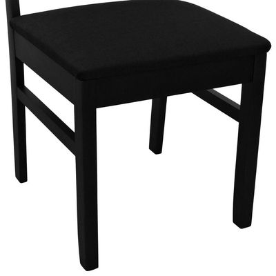 Cadeira Lyon Madeira Maciça Encosto Telinha - Preto Assento Estofado Linho Preto Textura
