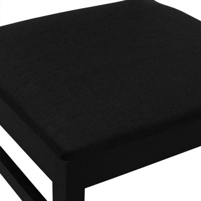 Cadeira Lyon Madeira Maciça Encosto Telinha - Preto Assento Estofado Linho Preto Textura