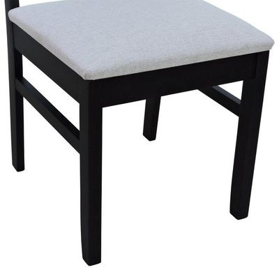 Cadeira Lyon Madeira Maciça Encosto Telinha - Preto Assento Estofado Linho Bege Mescla Impermeável