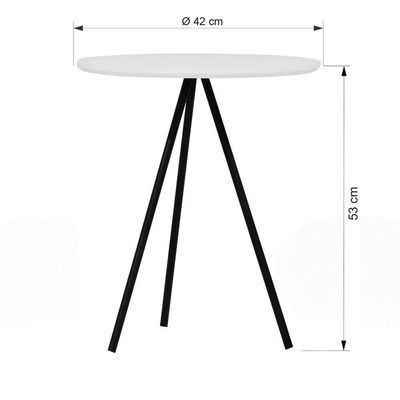 Mesa Lateral Redonda Trilegal ø420x530 Preto-branco