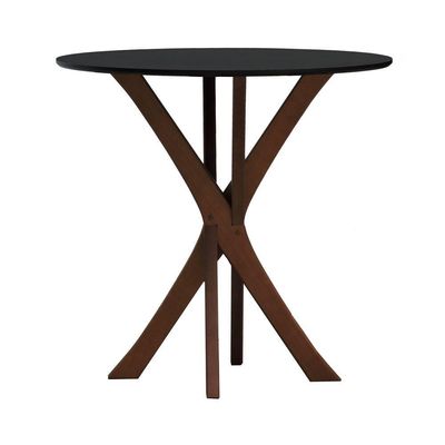 Mesa De Jantar Tiê Tampo Redondo ø80 Amêndoa-preto