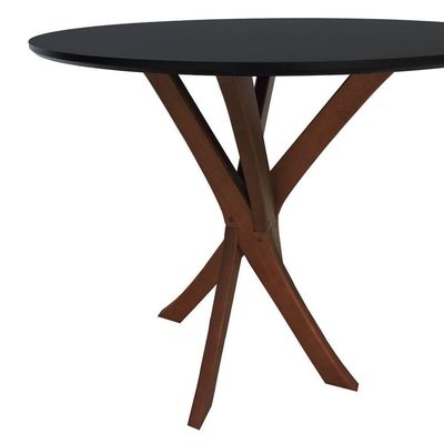 Mesa De Jantar Tiê Tampo Redondo ø80 Amêndoa-preto
