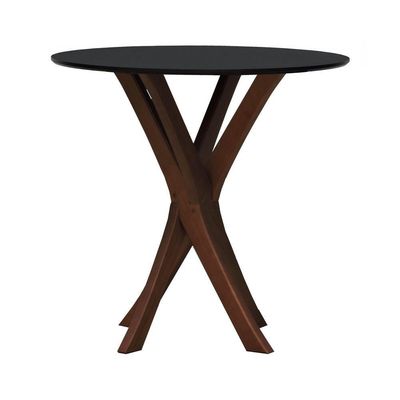 Mesa De Jantar Tiê Tampo Redondo ø80 Amêndoa-preto