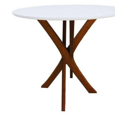 Mesa De Jantar Tiê Tampo Redondo ø80 Amêndoa-branco