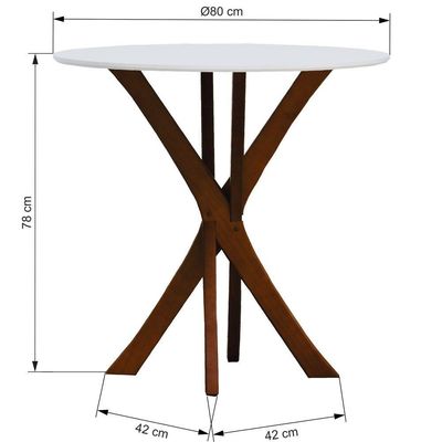 Mesa De Jantar Tiê Tampo Redondo ø80 Amêndoa-branco