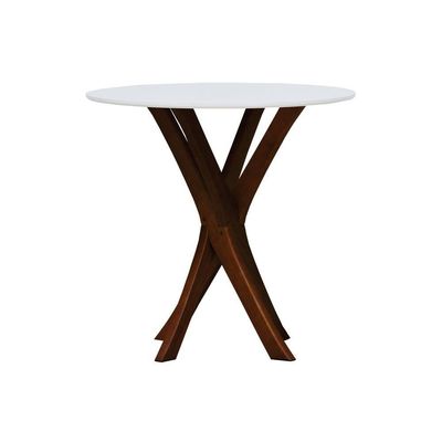 Mesa De Jantar Tiê Tampo Redondo ø80 Amêndoa-branco