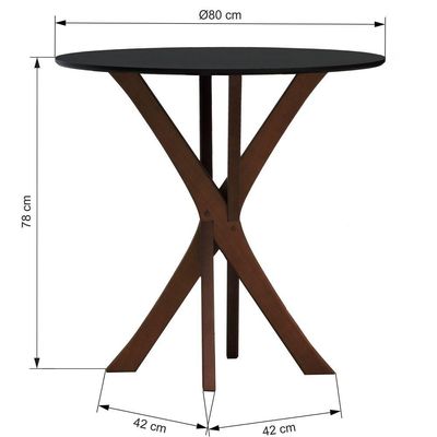 Mesa De Jantar Tiê Tampo Redondo ø80 Amêndoa-preto