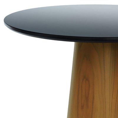 Mesa De Jantar Tampo Em Vidro Base Cone Laminado Cinamomo Natural Tampo 120 Preto-vidro Preto