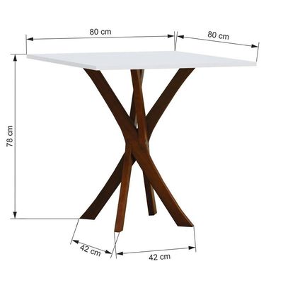 Mesa De Jantar Tiê Tampo Quadrado 80x80 Amêndoa-branco