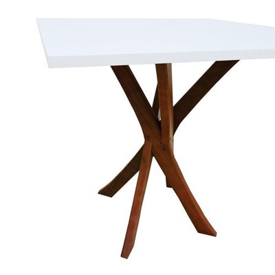 Mesa De Jantar Tiê Tampo Quadrado 80x80 Amêndoa-branco