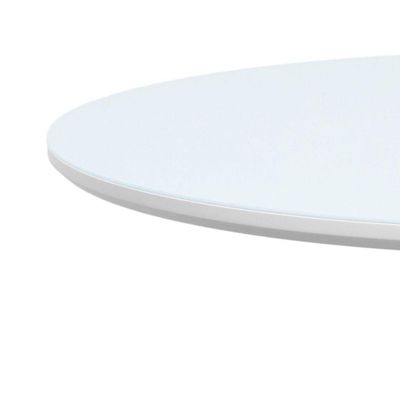 Mesa De Jantar Tampo Com Vidro Madri Madeira Maciça - Amêndoa Tampo ø150 Branco-vidro Branco