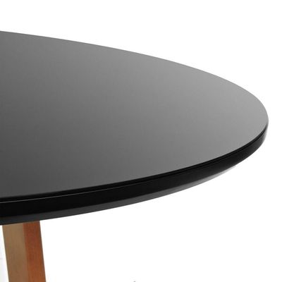 Mesa De Jantar Tampo Com Vidro Madri Madeira Maciça - Amêndoa Tampo ø120 Preto-vidro Preto