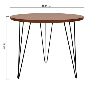 Mesa De Jantar Spectro Redonda ø900x750 - Preto Amêndoa