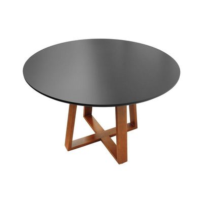 Mesa De Jantar Madri Madeira Maciça - Amêndoa Tampo 120 Laqueado Preto