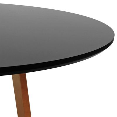 Mesa De Jantar Madri Madeira Maciça - Amêndoa Tampo 120 Laqueado Preto