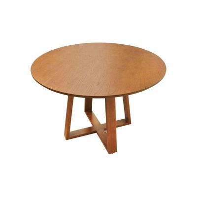 Mesa De Jantar Madri Madeira Maciça - Amêndoa Tampo ø120 Laminado Envernizado Cinamomo
