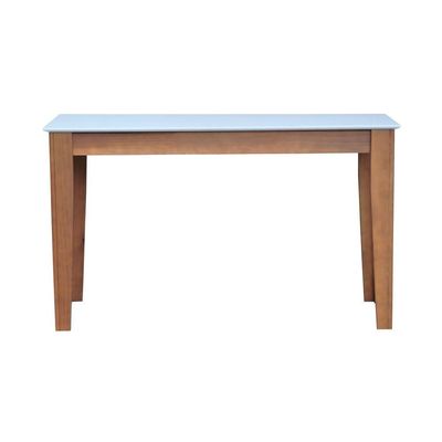 Mesa De Jantar Lyon Pés Madeira Maciça Tampo Mdf Laqueado 135x70 - Amêndoa Branco