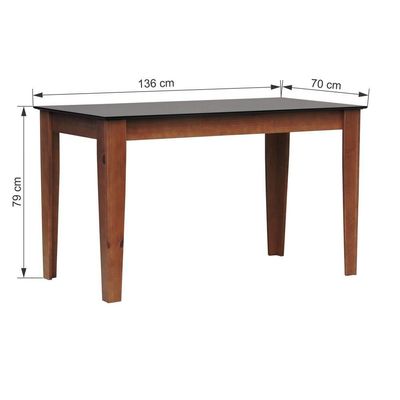 Mesa De Jantar Lyon Pés Madeira Maciça Tampo Mdf Laqueado 135x70 - Amêndoa Preto