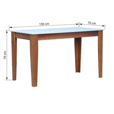 Mesa De Jantar Lyon Pés Madeira Maciça Tampo Mdf Laqueado 135x70 - Amêndoa Branco