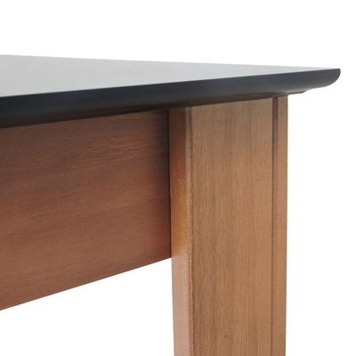 Mesa De Jantar Lyon Pés Madeira Maciça Tampo Mdf Laqueado 135x70 - Amêndoa Preto