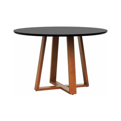 Mesa De Jantar Madri Madeira Maciça - Amêndoa Tampo 120 Laqueado Preto