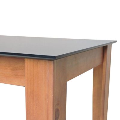 Mesa De Jantar Lyon Pés Madeira Maciça Tampo Mdf Laqueado 135x70 - Amêndoa Preto