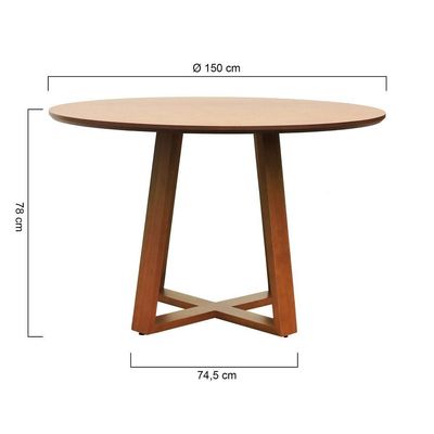 Mesa De Jantar Madri Madeira Maciça - Amêndoa Tampo 150 Laminado Envernizado Cinamomo