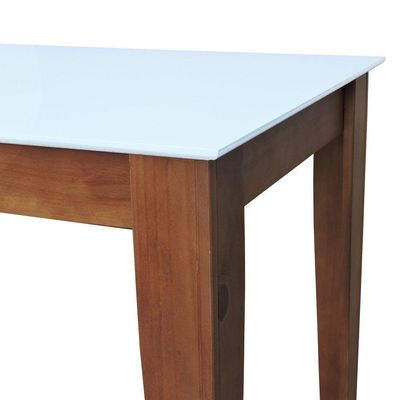 Mesa De Jantar Lyon Pés Madeira Maciça Tampo Mdf Laqueado 135x70 - Amêndoa Branco
