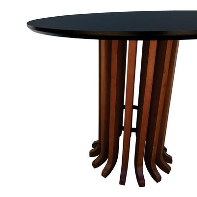 Mesa De Jantar Denver Tampo Redondo ø100 Amêndoa-preto