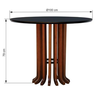 Mesa De Jantar Denver Tampo Redondo ø100 Amêndoa-preto