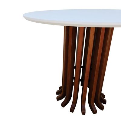 Mesa De Jantar Denver Tampo Redondo ø100 Amêndoa-branco