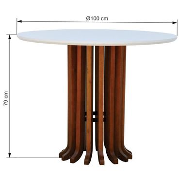 Mesa De Jantar Denver Tampo Redondo ø100 Amêndoa-branco